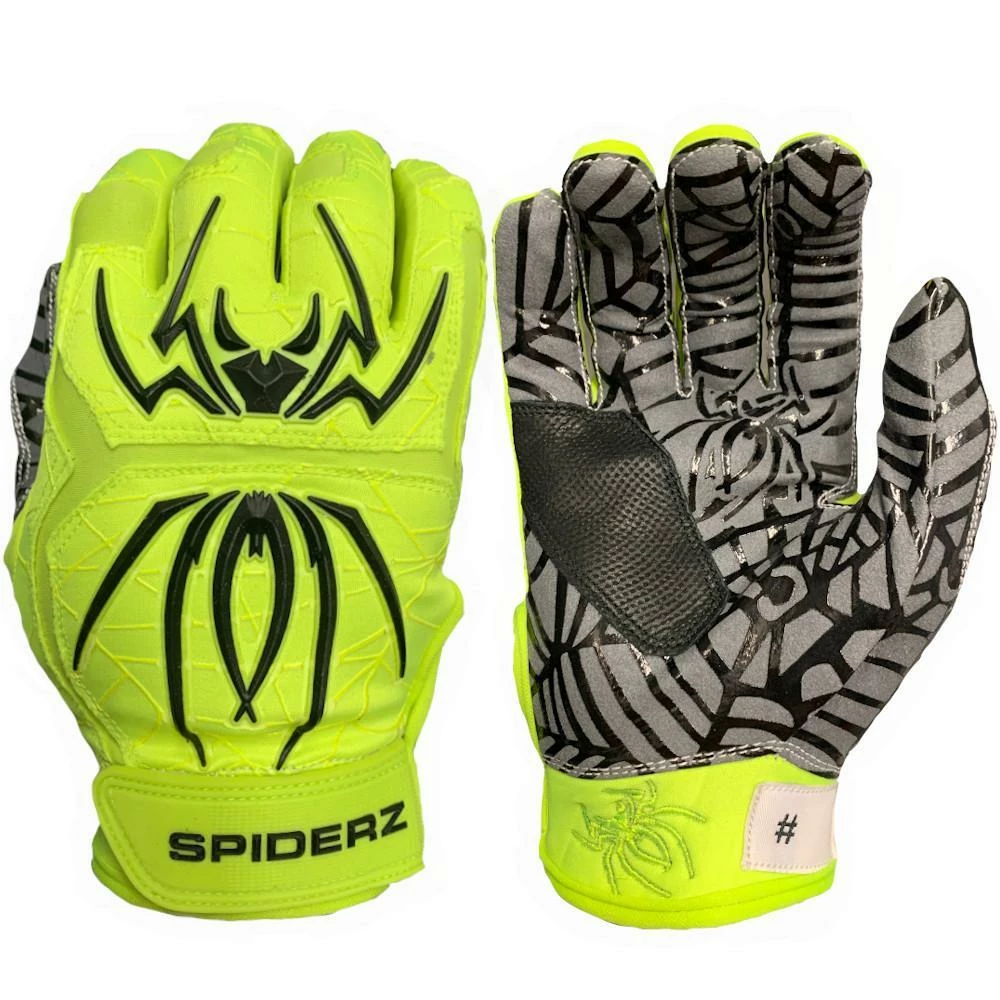 2022 Spiderz Hybrid Batting Gloves: Neon Yellow/Black 1 2022 Spiderz Hybrid Batting Gloves: Neon Yellow/Black