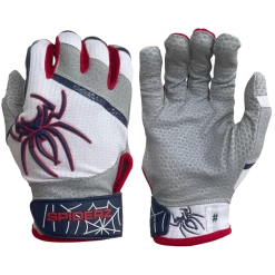 2022 Spiderz PRO Model Batting Gloves: White/Navy/Red
