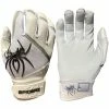 2023 Spiderz Pro Model Batting Gloves: White/Black/Silver