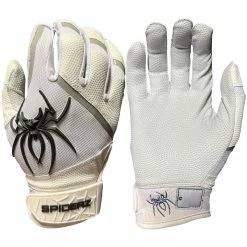 2023 Spiderz Pro Model Batting Gloves: White/Black/Silver