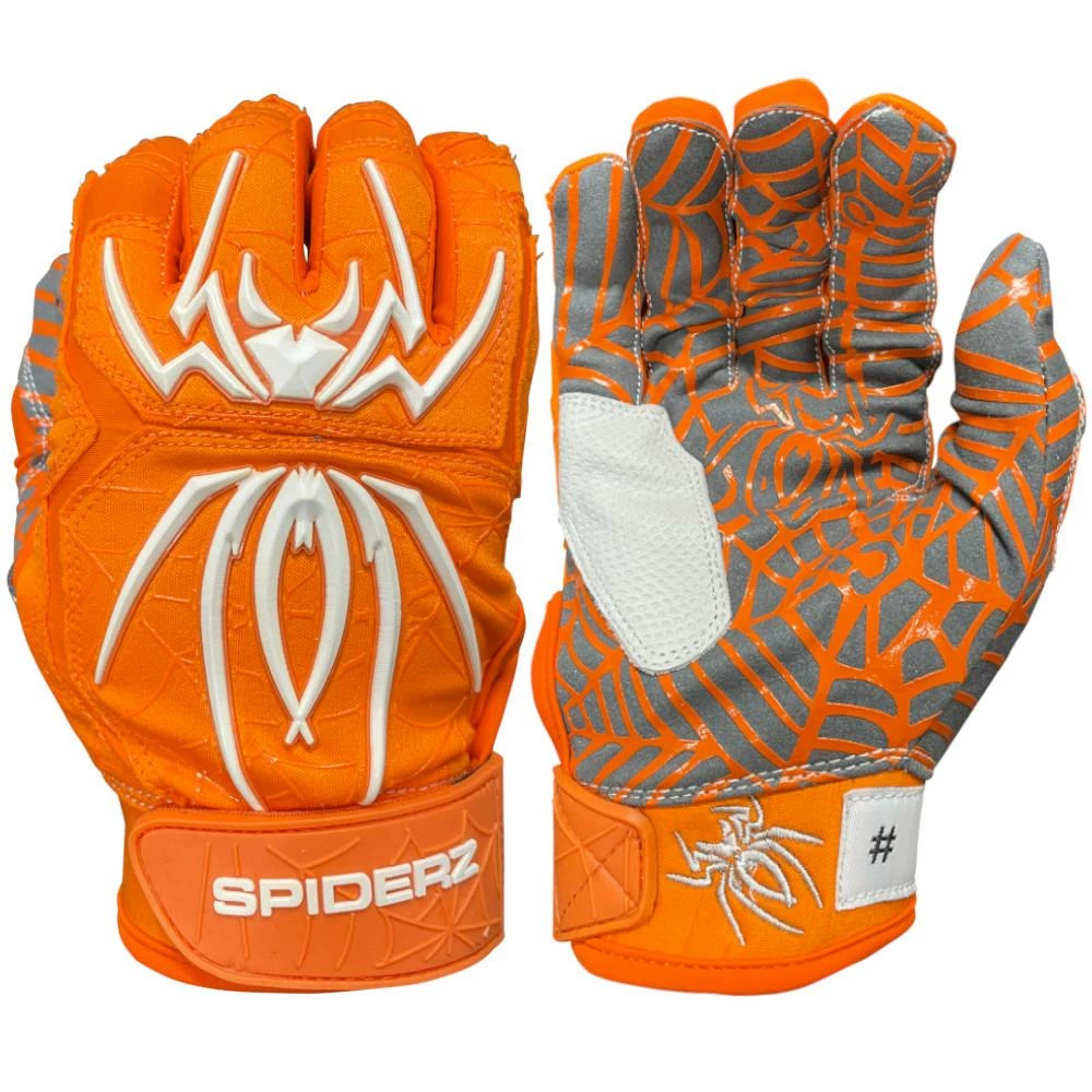 2023 Spiderz HYBRID Batting Gloves: Orange/White 1 2023 Spiderz HYBRID Batting Gloves: Orange/White
