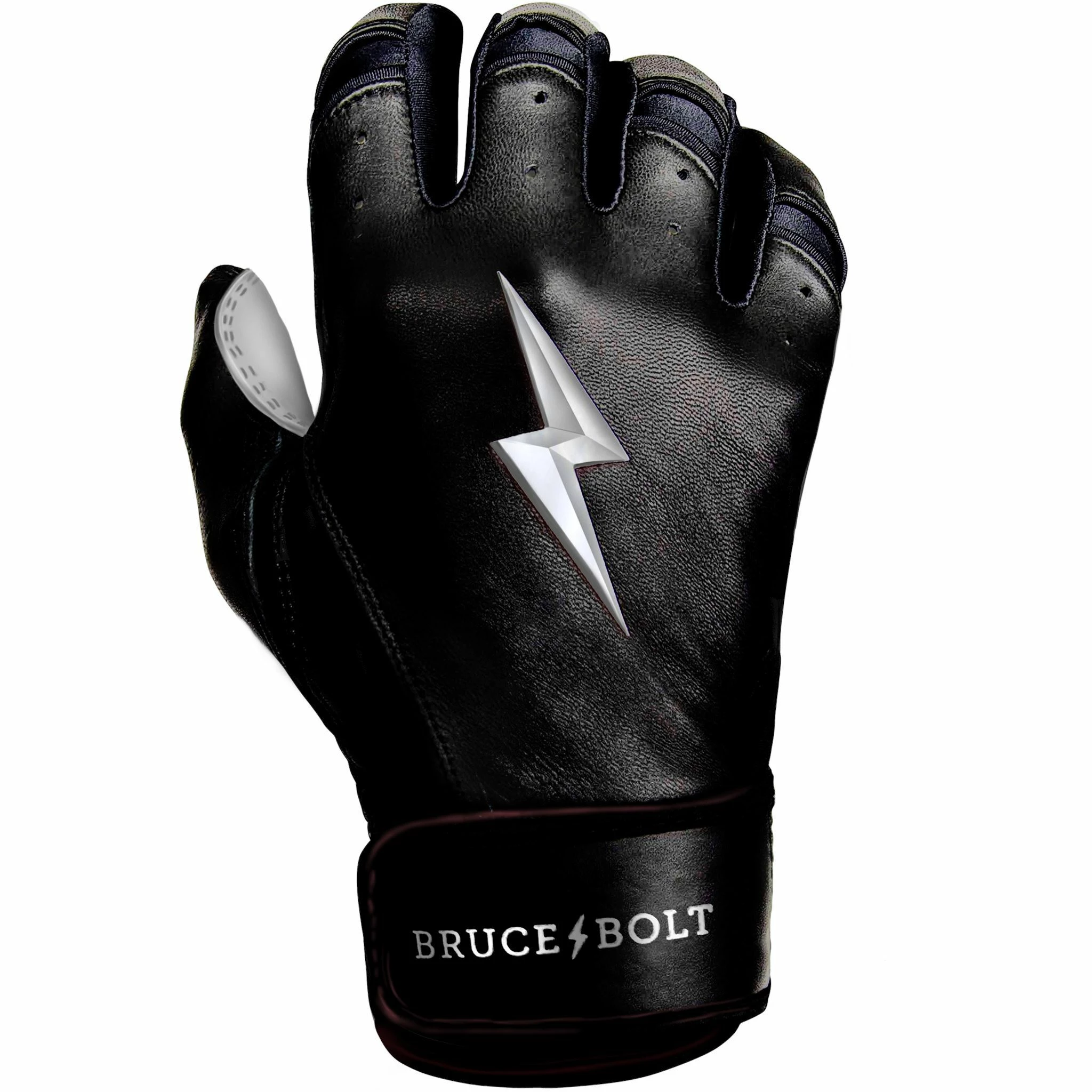Bruce Bolt PREMIUM PRO Chrome Series Short Cuff Batting Gloves: Black 4 Bruce Bolt PREMIUM PRO Chrome Series Short Cuff Batting Gloves: Black - Image 4