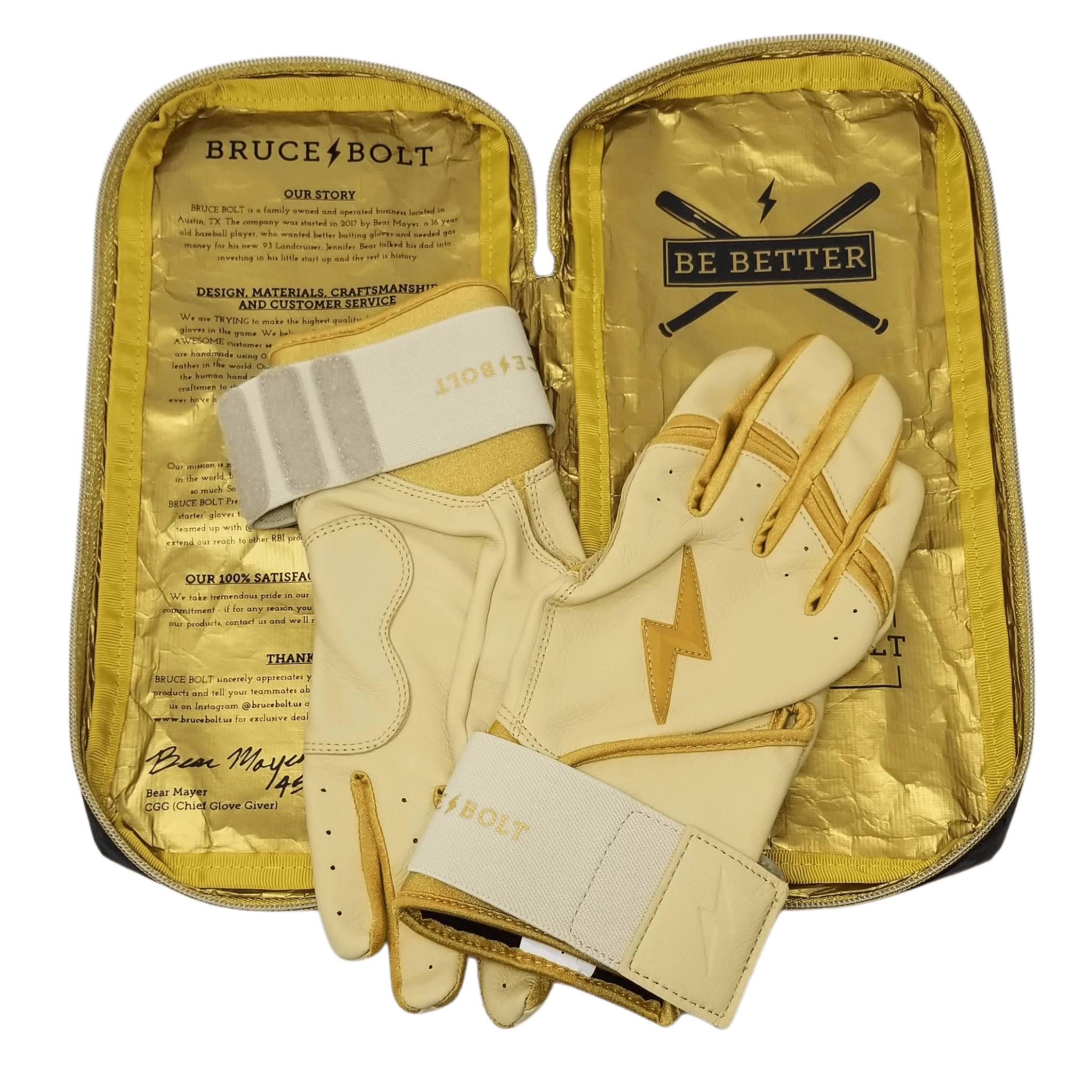 Bruce Bolt PREMIUM PRO Gold Series Batting Gloves: Long Cuff 3 Bruce Bolt PREMIUM PRO Gold Series Batting Gloves: Long Cuff - Image 3