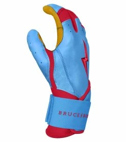 Bruce Bolt PREMIUM PRO BADER Series Long Cuff Batting Gloves: Baby Blue -Baseball Sales Shop LC HBB SIDE scaled