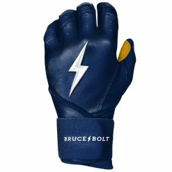 Bruce Bolt PREMIUM PRO Long Cuff Batting Gloves: Navy -Baseball Sales Shop LC NVYG LEFT