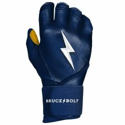 Bruce Bolt PREMIUM PRO Long Cuff Batting Gloves: Navy -Baseball Sales Shop LC NVYG RIGHT