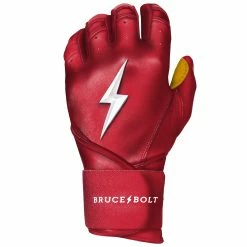 Bruce Bolt PREMIUM PRO Long Cuff Batting Gloves: Red -Baseball Sales Shop LC REDG LEFT