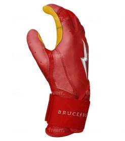 Bruce Bolt PREMIUM PRO Long Cuff Batting Gloves: Red -Baseball Sales Shop LC REDG SIDE scaled