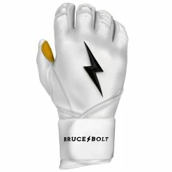 Bruce Bolt PREMIUM PRO Long Cuff Batting Gloves: White -Baseball Sales Shop LC WHTG RIGHT