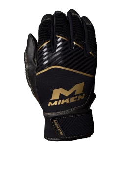 Miken Softball MK7X Adult Black And Gold Batting Gloves: MBGGLD-BLK -Baseball Sales Shop MBGGLDblack3