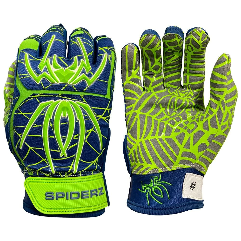2021 Spiderz HYBRID Small Batch Batting Gloves: Navy Blue/Safety Green/White 1 2021 Spiderz HYBRID Small Batch Batting Gloves: Navy Blue/Safety Green/White