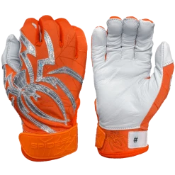 2022 Spiderz PRIZM Batting Gloves: Orange/Silver