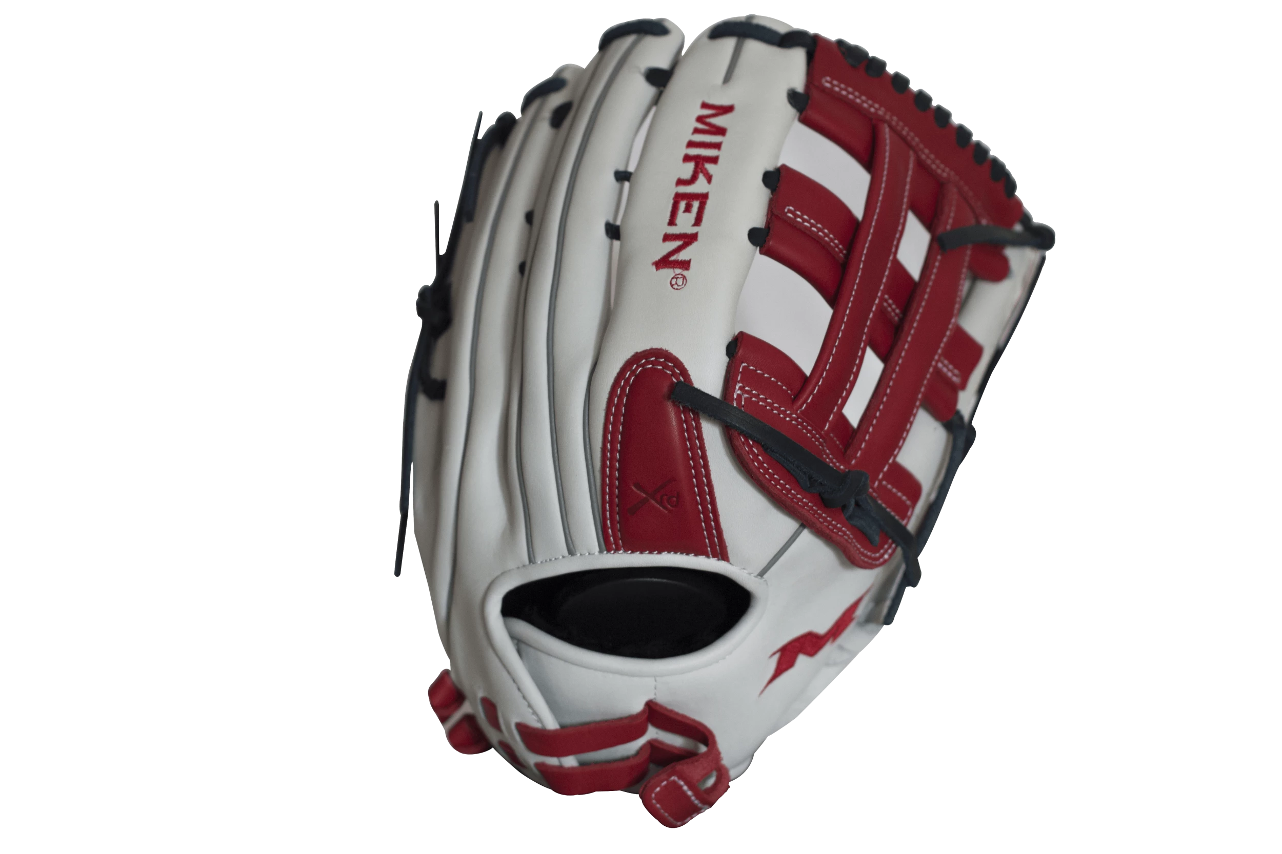 Miken Pro Series 13.5″ Slow Pitch Fielding Glove – White/Scarlet/Navy: PRO135WSN 2 Miken Pro Series 13.5″ Slow Pitch Fielding Glove – White/Scarlet/Navy: PRO135WSN - Image 2
