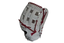 Miken Pro Series 13.5" Slow Pitch Fielding Glove - White/Scarlet: PRO135WS -Baseball Sales Shop PRO135WS SIDE 1