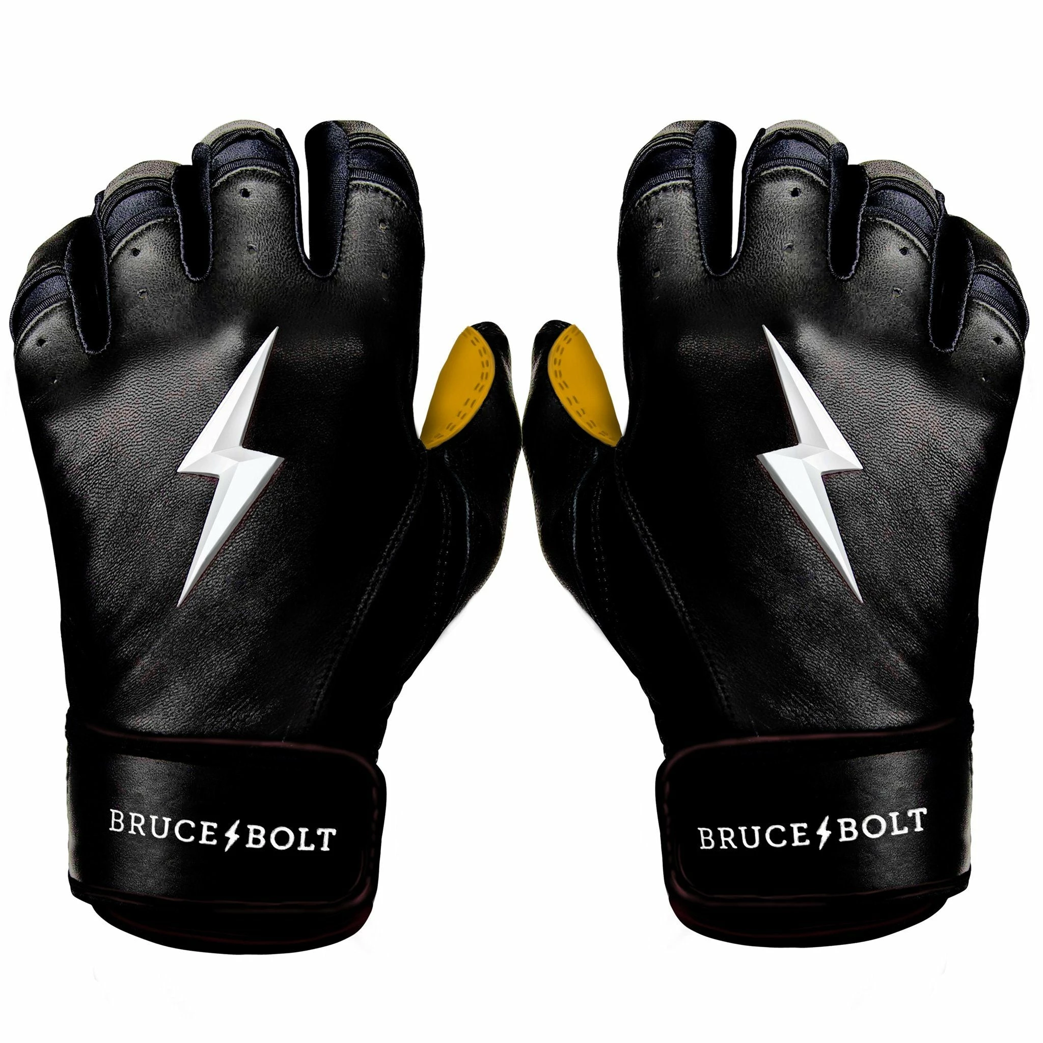 Bruce Bolt PREMIUM PRO Short Cuff Batting Gloves: Black 1 Bruce Bolt PREMIUM PRO Short Cuff Batting Gloves: Black