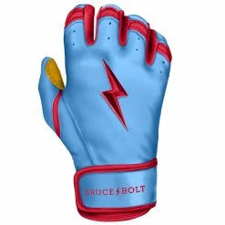 Bruce Bolt PREMIUM PRO BADER Series Short Cuff Batting Gloves: Baby Blue -Baseball Sales Shop SC HBB RIGHT