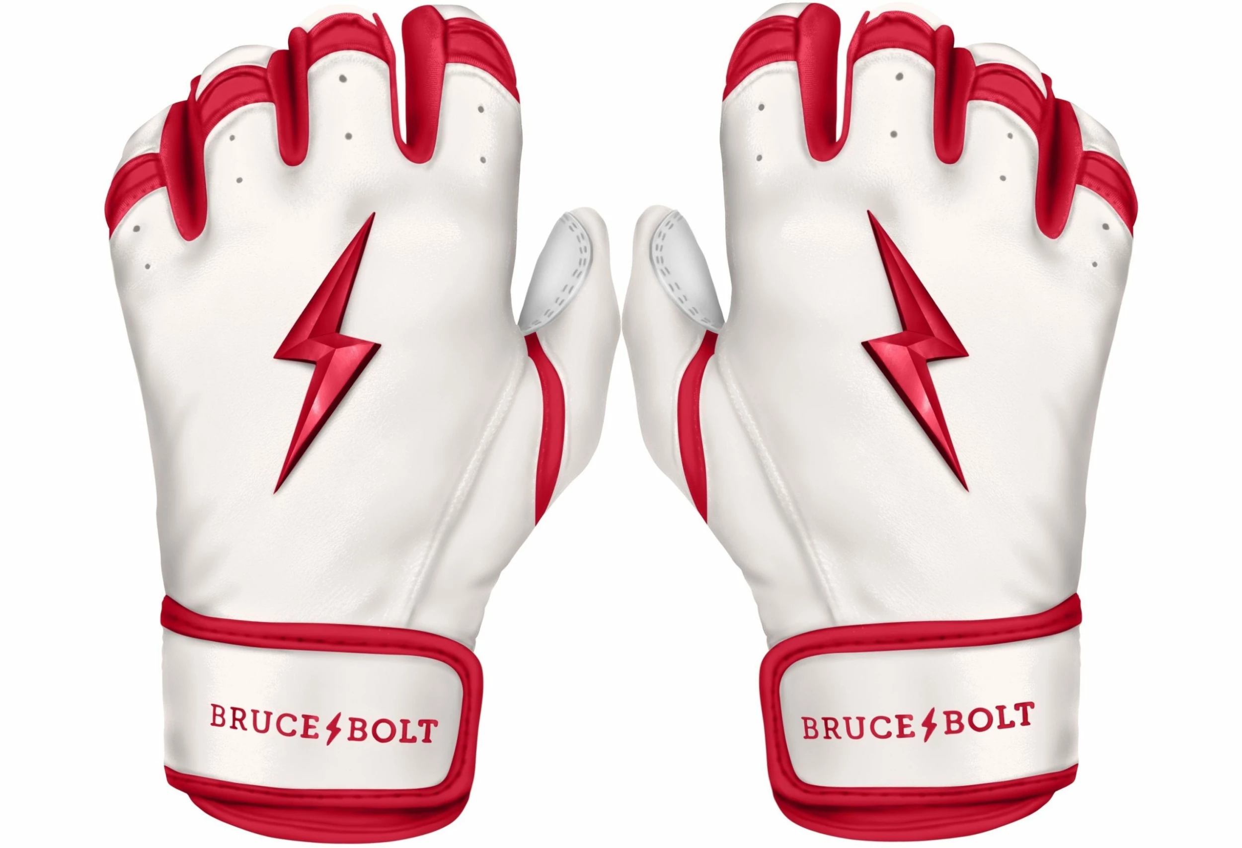 Bruce Bolt PREMIUM PRO BADER Series Short Cuff Batting Gloves: White 1 Bruce Bolt PREMIUM PRO BADER Series Short Cuff Batting Gloves: White