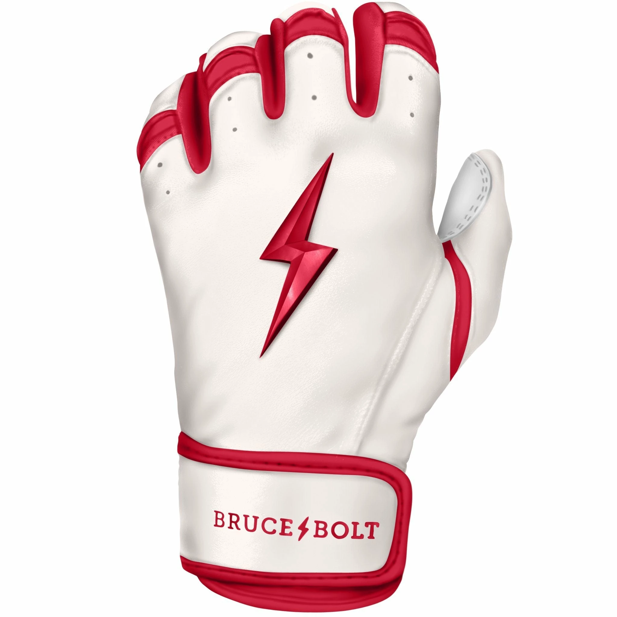 Bruce Bolt PREMIUM PRO BADER Series Short Cuff Batting Gloves: White 2 Bruce Bolt PREMIUM PRO BADER Series Short Cuff Batting Gloves: White - Image 2