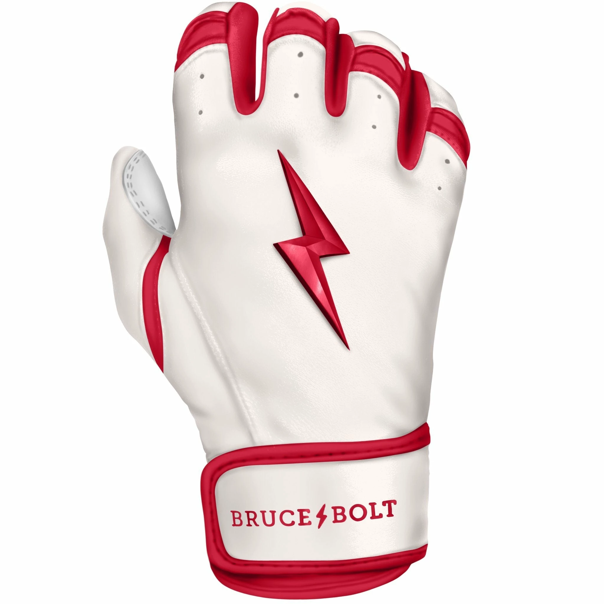 Bruce Bolt PREMIUM PRO BADER Series Short Cuff Batting Gloves: White 4 Bruce Bolt PREMIUM PRO BADER Series Short Cuff Batting Gloves: White - Image 4