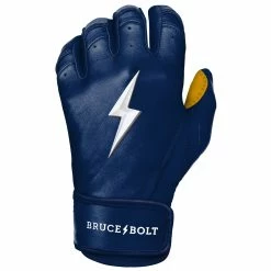 Bruce Bolt PREMIUM PRO Short Cuff Batting Gloves: Navy -Baseball Sales Shop SC NVYG LEFT.