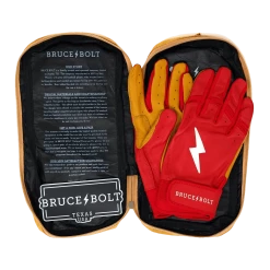 Bruce Bolt PREMIUM PRO Short Cuff Batting Gloves: Red -Baseball Sales Shop SC REDG BAG2