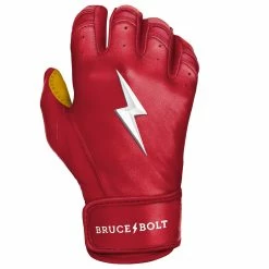 Bruce Bolt PREMIUM PRO Short Cuff Batting Gloves: Red -Baseball Sales Shop SC REDG RIGHT