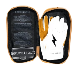 Bruce Bolt PREMIUM PRO Short Cuff Batting Gloves: White 14 Bruce Bolt PREMIUM PRO Short Cuff Batting Gloves: White -Baseball Sales Shop SC WHTG BAG2