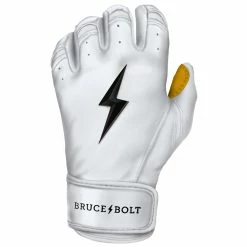 Bruce Bolt PREMIUM PRO Short Cuff Batting Gloves: White 16 Bruce Bolt PREMIUM PRO Short Cuff Batting Gloves: White -Baseball Sales Shop SC WHTG LEFT