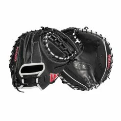 2022 Wilson A2000 M1DSS 33.5" Catcher's Mitt: WTA20RB22M1DSS -Baseball Sales Shop WBW100401 8 A2000 M1D C 335 Black White Red.png.cq5dam.web .1200.1200