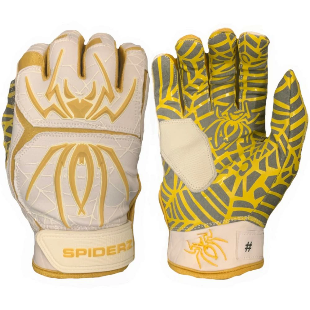 2021 Spiderz HYBRID Small Batch Batting Gloves: White/Gold 1 2021 Spiderz HYBRID Small Batch Batting Gloves: White/Gold