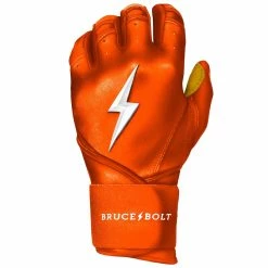 Bruce Bolt PREMIUM PRO Long Cuff Batting Gloves: Orange -Baseball Sales Shop premium pro long cuff batting gloves orange brucebolt 129041