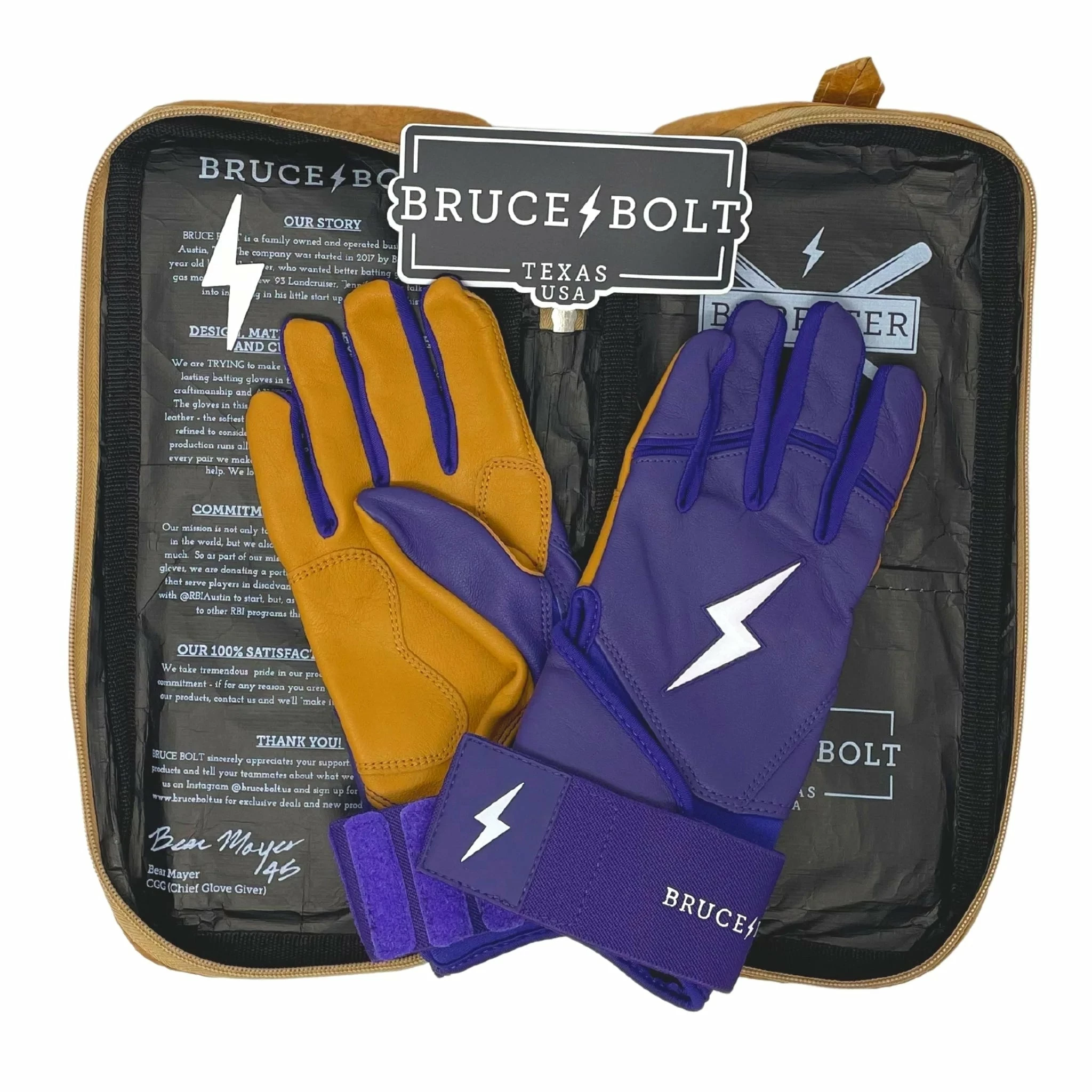 Bruce Bolt PREMIUM PRO Long Cuff Batting Gloves: Purple 5 Bruce Bolt PREMIUM PRO Long Cuff Batting Gloves: Purple - Image 5