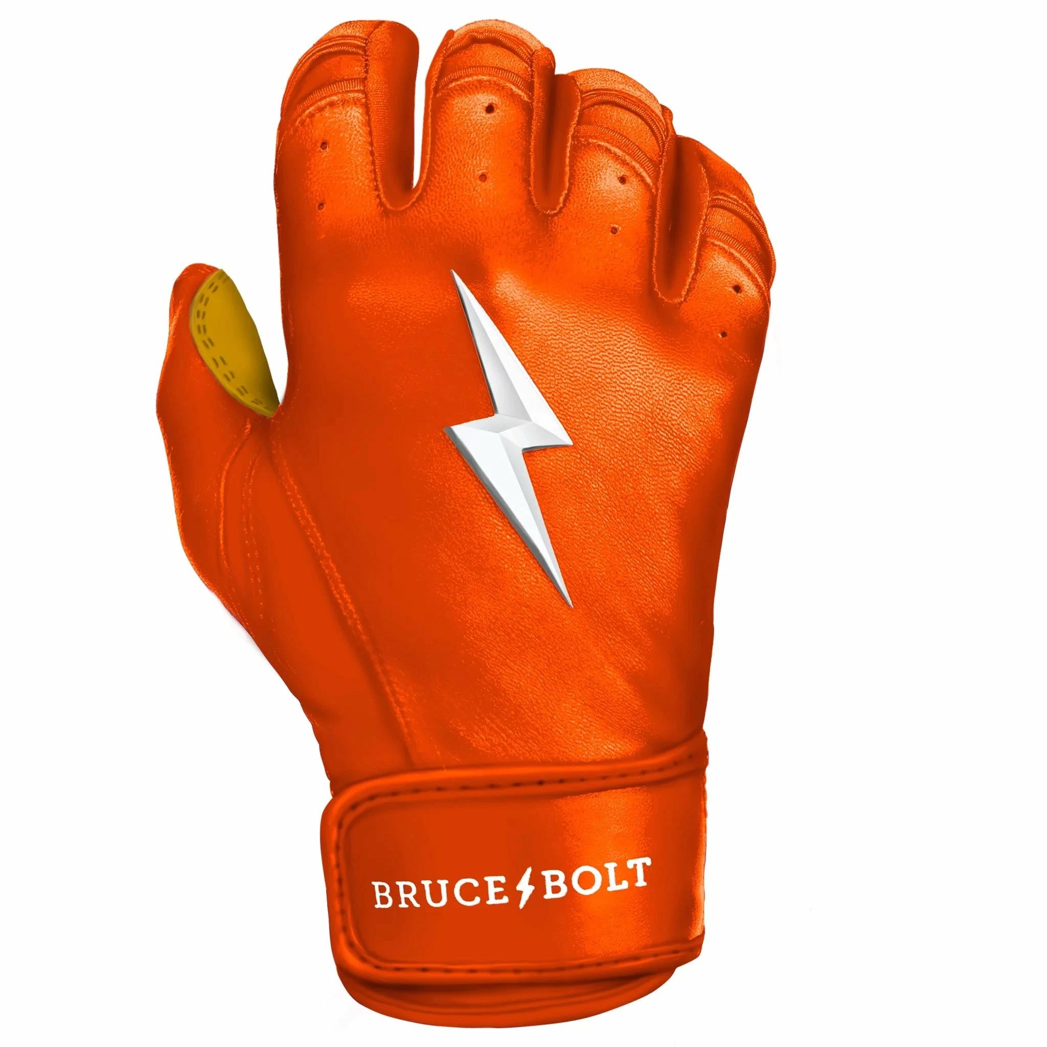 Bruce Bolt PREMIUM PRO Short Cuff Batting Gloves: Orange 2 Bruce Bolt PREMIUM PRO Short Cuff Batting Gloves: Orange - Image 2