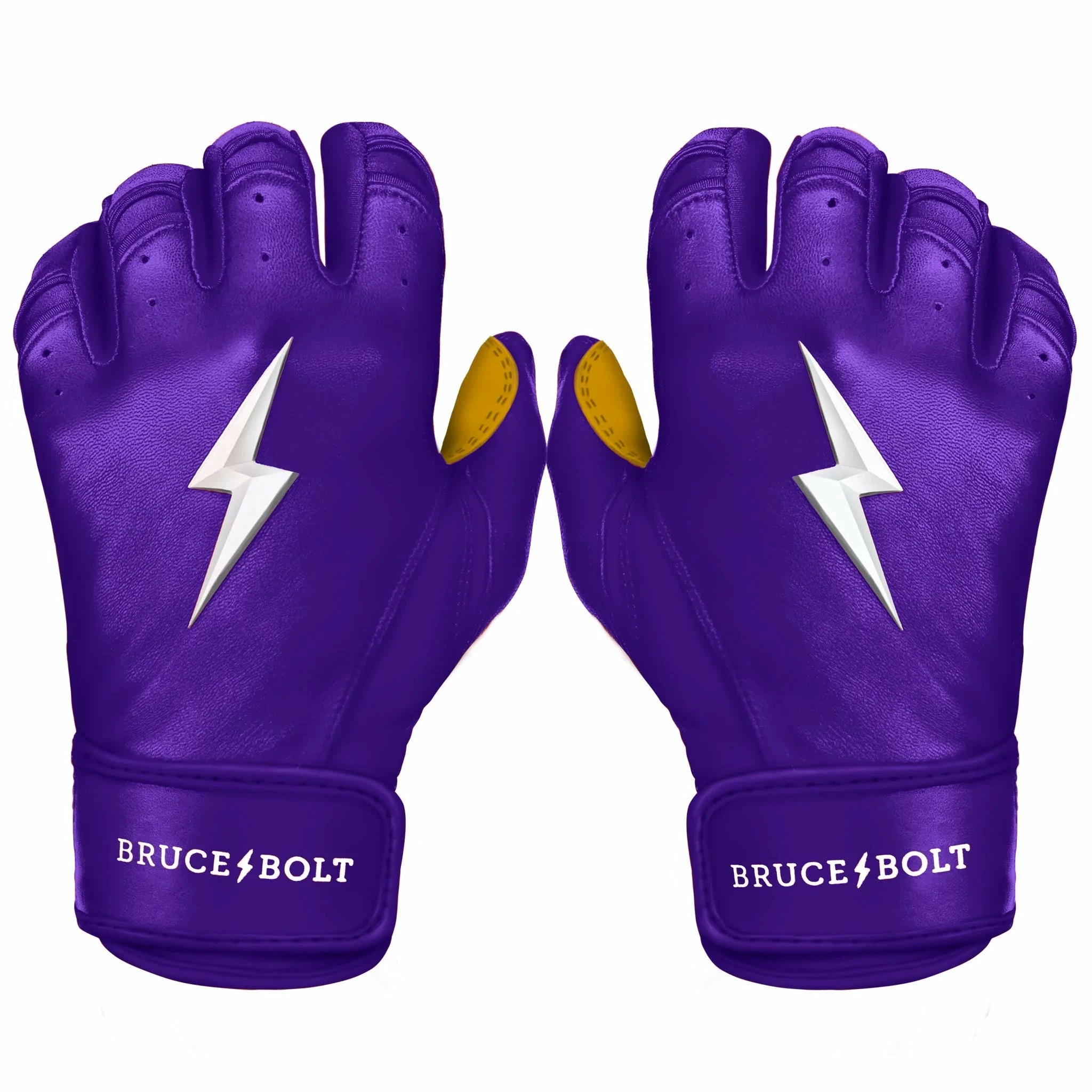 Bruce Bolt PREMIUM PRO Short Cuff Batting Gloves: Purple 1 Bruce Bolt PREMIUM PRO Short Cuff Batting Gloves: Purple